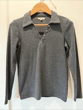 Madewell Gray Long-Sleeve Button Polo